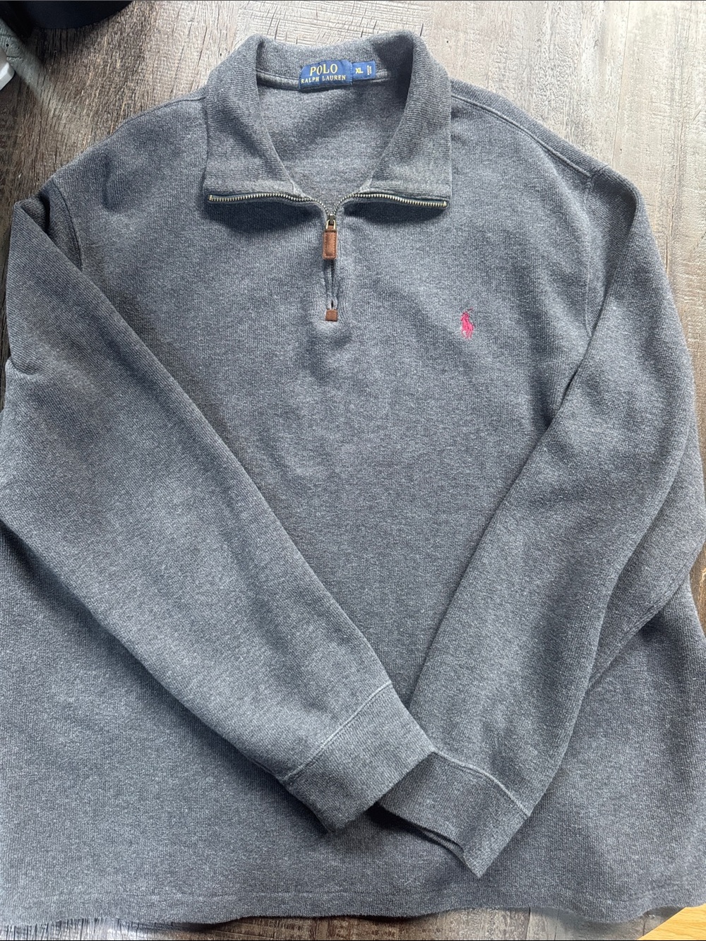 Ralph Lauren Men’s Gray Quarter-Zip Sweater, XL, great condition.
